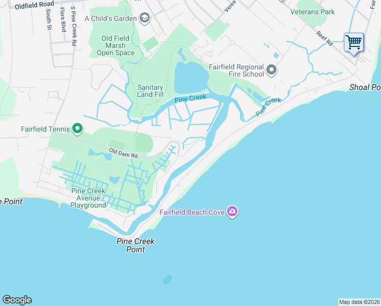 map of restaurants, bars, coffee shops, grocery stores, and more near 35 Old Dam Road East in Fairfield