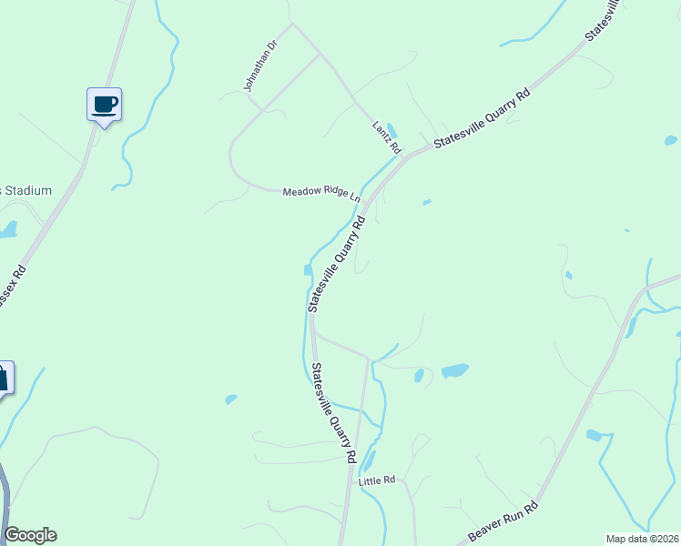 map of restaurants, bars, coffee shops, grocery stores, and more near 76 Statesville Quarry Road in Lafayette Township