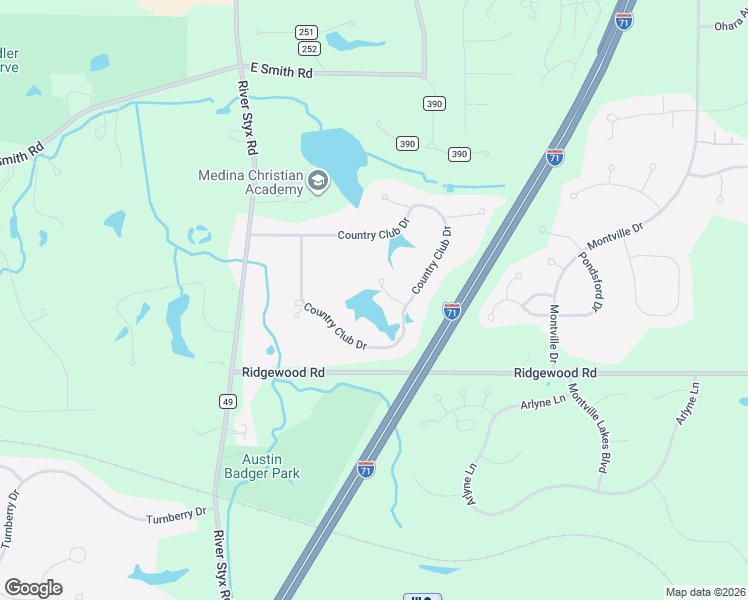 map of restaurants, bars, coffee shops, grocery stores, and more near 3210 Trails Lake Drive in Medina
