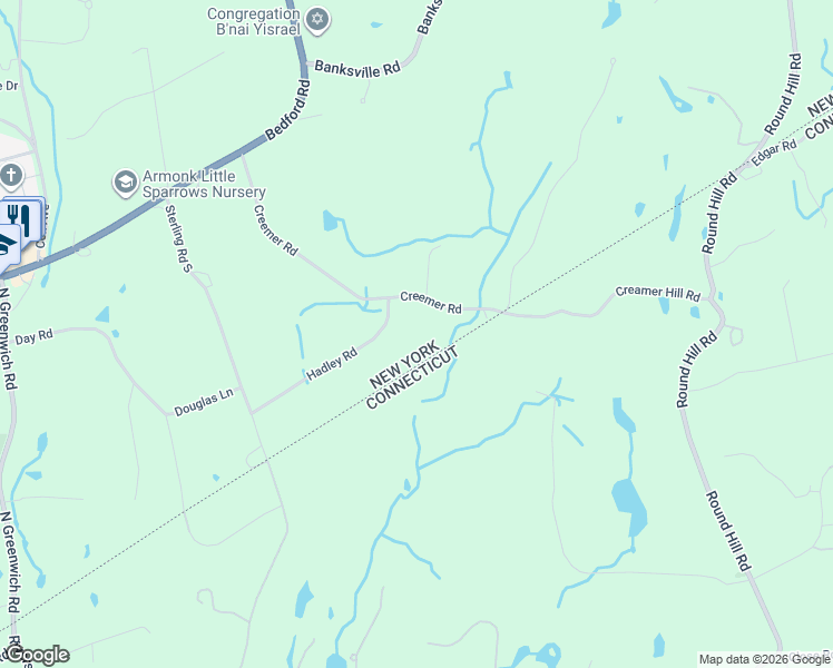 map of restaurants, bars, coffee shops, grocery stores, and more near 37 Creemer Road in Armonk