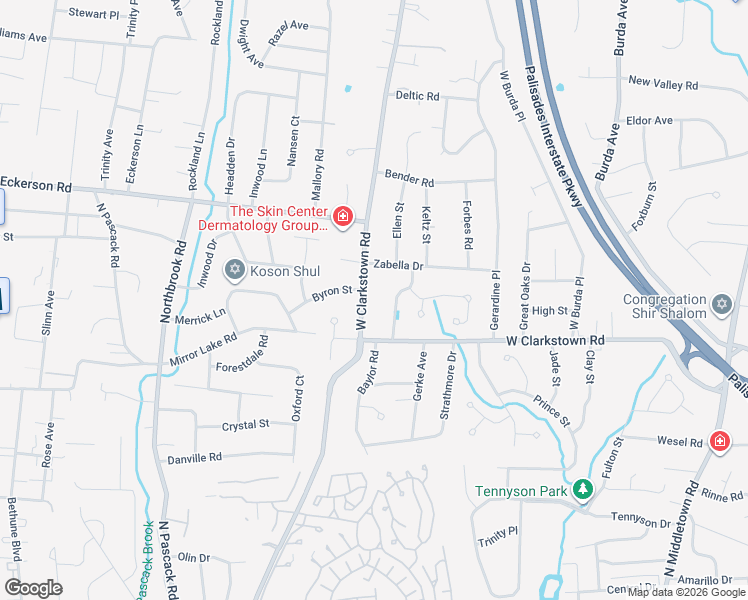 map of restaurants, bars, coffee shops, grocery stores, and more near 2 Byron Street in New City