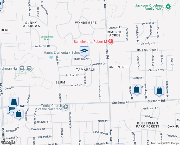 map of restaurants, bars, coffee shops, grocery stores, and more near 4811 Ottawa Drive in Fort Wayne