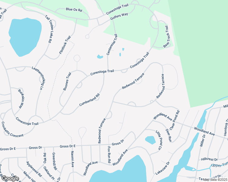 map of restaurants, bars, coffee shops, grocery stores, and more near 1217 Redwood Terrace in Pocono Pines