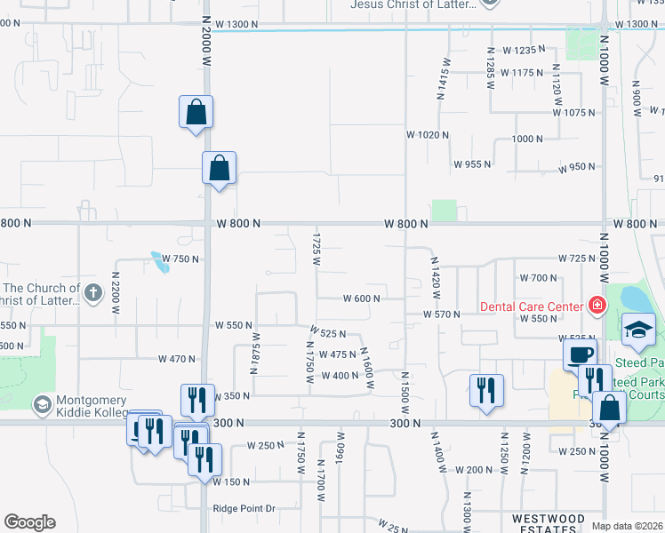 map of restaurants, bars, coffee shops, grocery stores, and more near 712 1725 West in Clinton