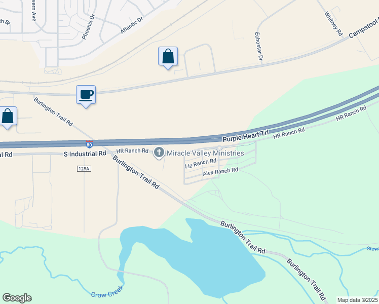 map of restaurants, bars, coffee shops, grocery stores, and more near HR Ranch Road in Cheyenne