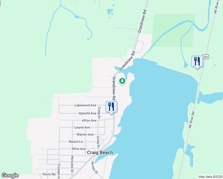 map of restaurants, bars, coffee shops, grocery stores, and more near 2292 Grandview Road in Lake Milton