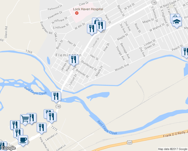 map of restaurants, bars, coffee shops, grocery stores, and more near 310 Wright St in Flemington