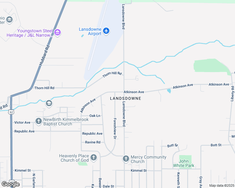 map of restaurants, bars, coffee shops, grocery stores, and more near 1725 Forestview Drive in Youngstown