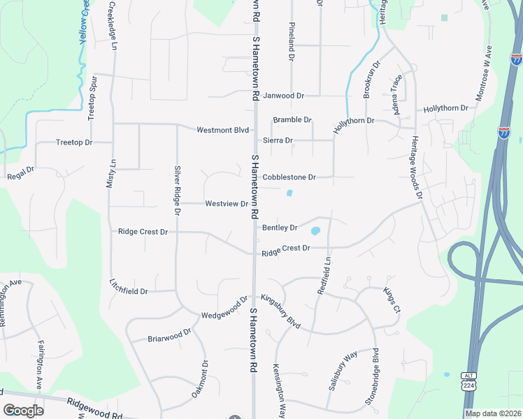 map of restaurants, bars, coffee shops, grocery stores, and more near 443 South Hametown Road in Copley