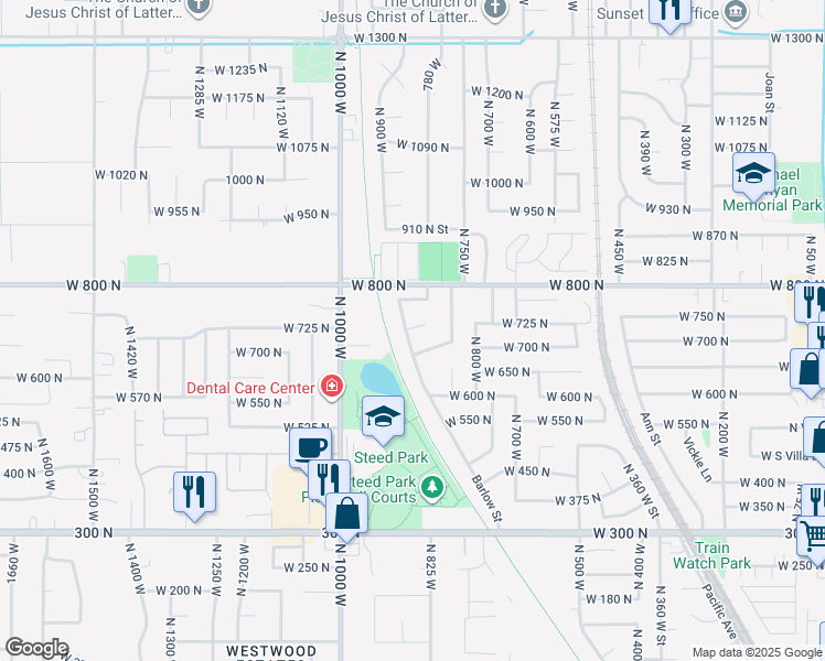 map of restaurants, bars, coffee shops, grocery stores, and more near 725 Barlow Circle in Clearfield
