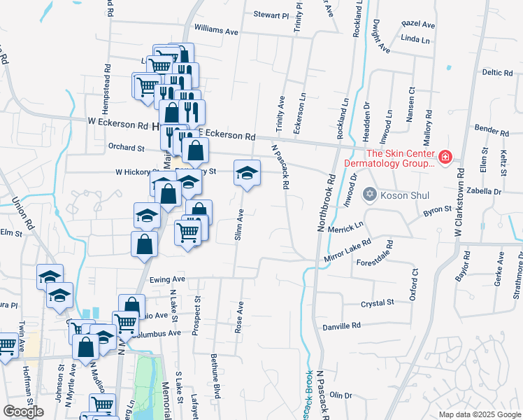 map of restaurants, bars, coffee shops, grocery stores, and more near 38 Slinn Avenue in Spring Valley