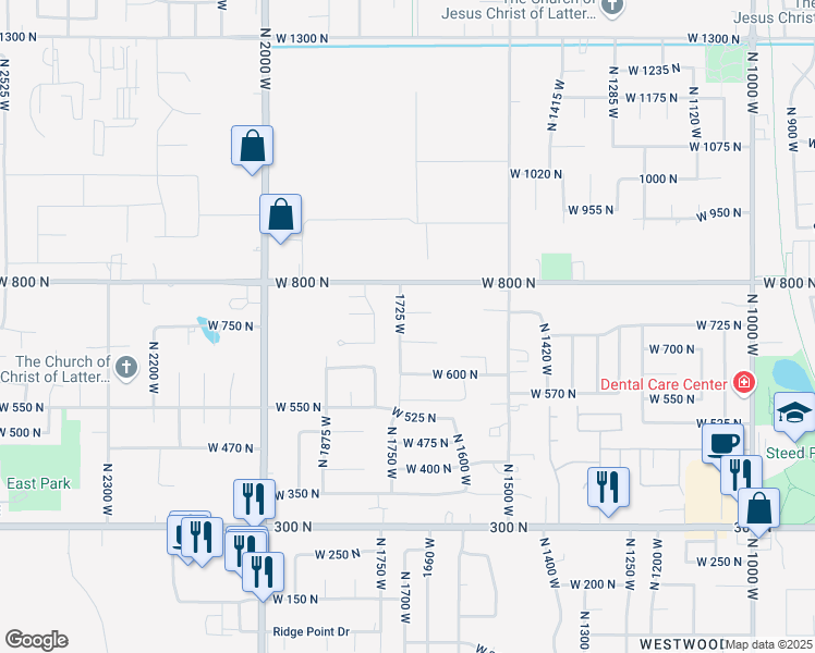 map of restaurants, bars, coffee shops, grocery stores, and more near 712 1725 West in Clinton