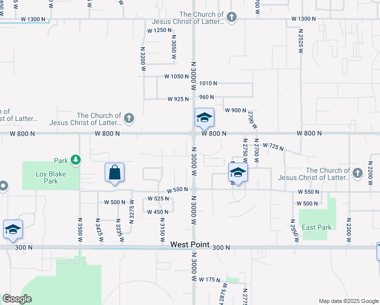 map of restaurants, bars, coffee shops, grocery stores, and more near 3043 700 North in West Point