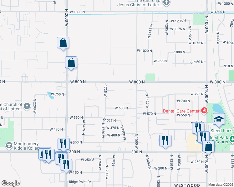 map of restaurants, bars, coffee shops, grocery stores, and more near 1657 W 735 N in Clinton