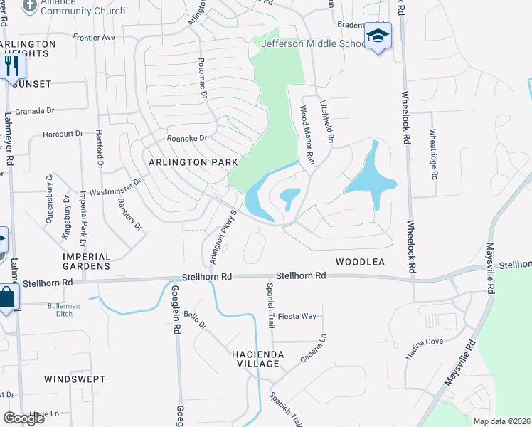 map of restaurants, bars, coffee shops, grocery stores, and more near 4605 Crystal Ridge Cove in Fort Wayne