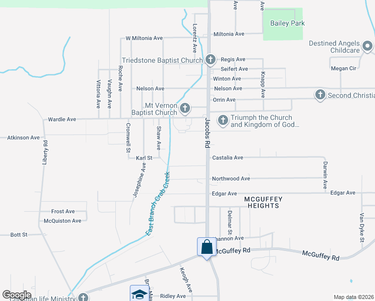 map of restaurants, bars, coffee shops, grocery stores, and more near 1702 Jacobs Road in Youngstown