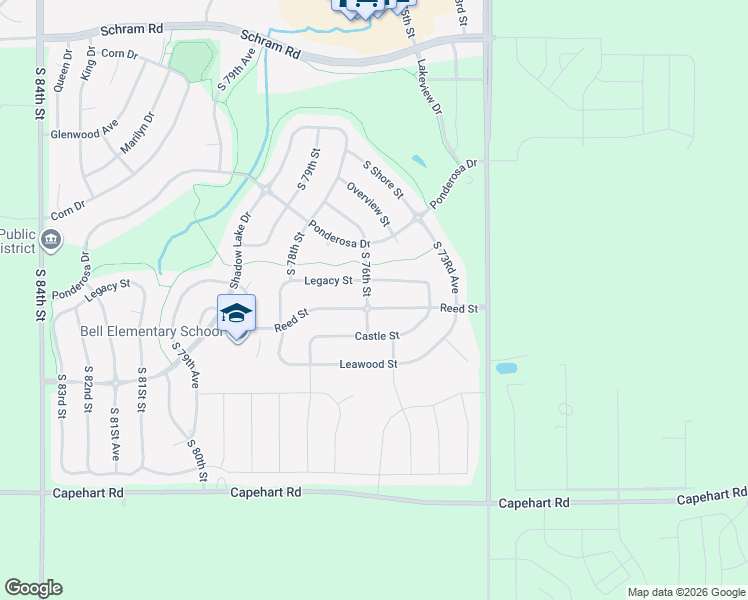 map of restaurants, bars, coffee shops, grocery stores, and more near 7520 Reed Street in Papillion