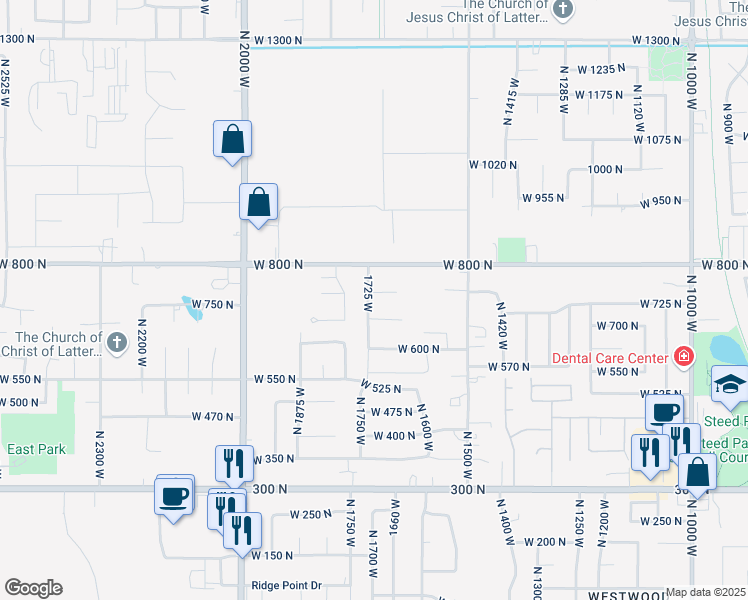 map of restaurants, bars, coffee shops, grocery stores, and more near 712 1725 West in Clinton