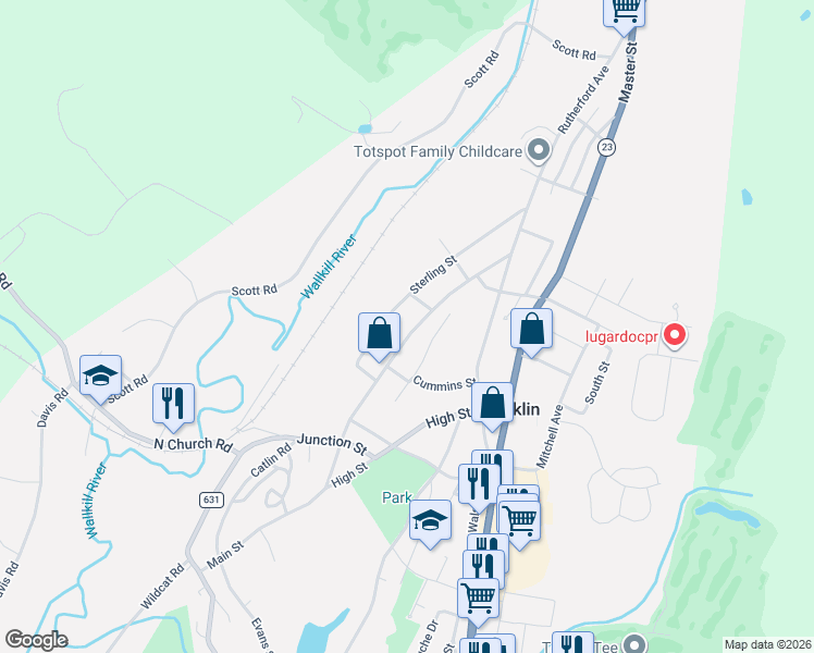 map of restaurants, bars, coffee shops, grocery stores, and more near 51 Nestor Street in Franklin
