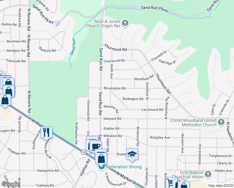 map of restaurants, bars, coffee shops, grocery stores, and more near 354 Tremont Road in Akron