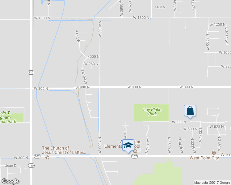 map of restaurants, bars, coffee shops, grocery stores, and more near 3925 West 800 North in West Point