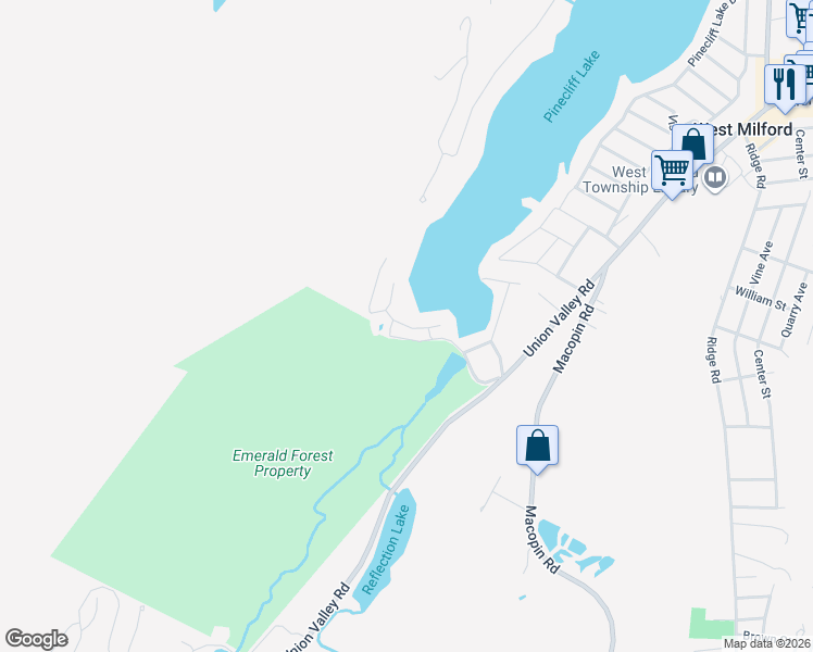 map of restaurants, bars, coffee shops, grocery stores, and more near 16 Anchor Avenue in West Milford