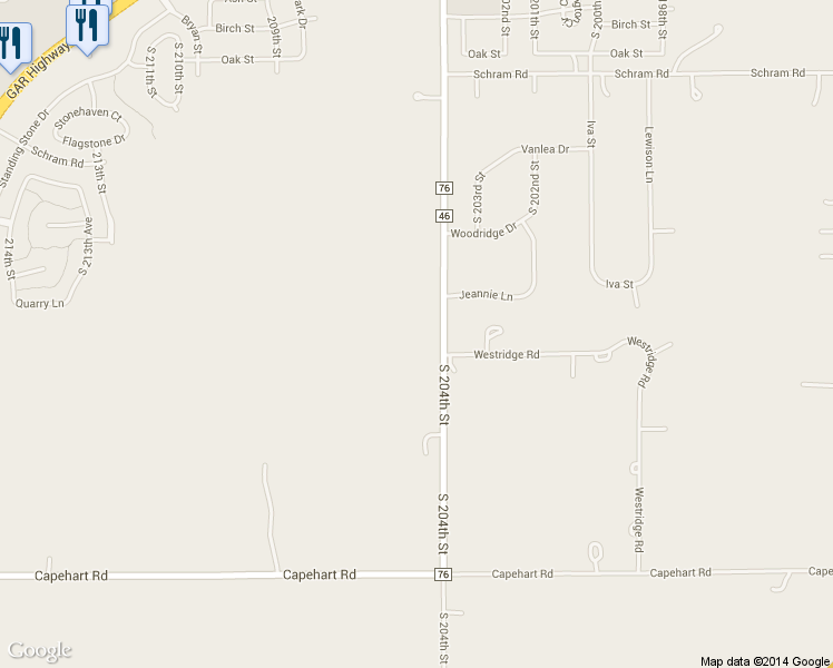 map of restaurants, bars, coffee shops, grocery stores, and more near 12200 South 204th Street in Gretna