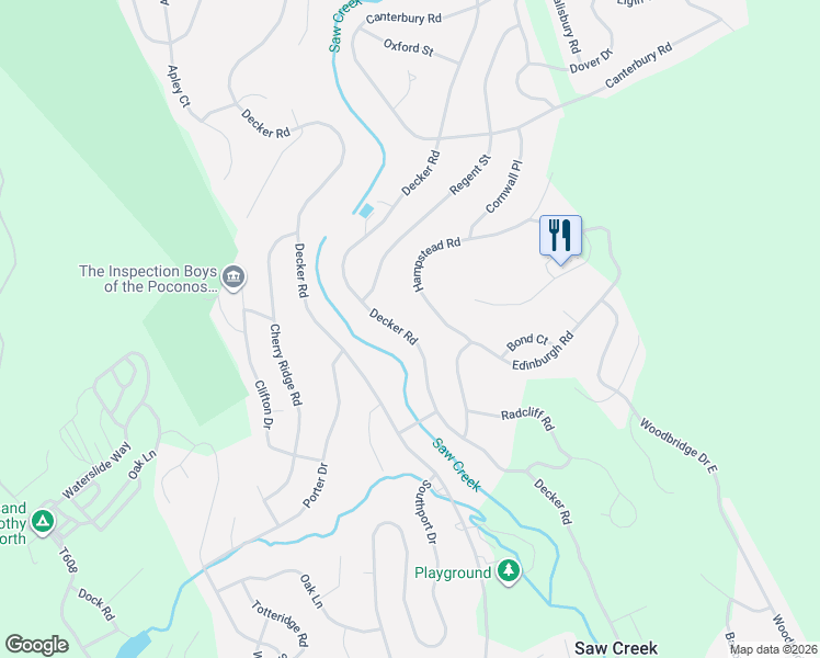 map of restaurants, bars, coffee shops, grocery stores, and more near 291-679 Hampstead Road in Bushkill