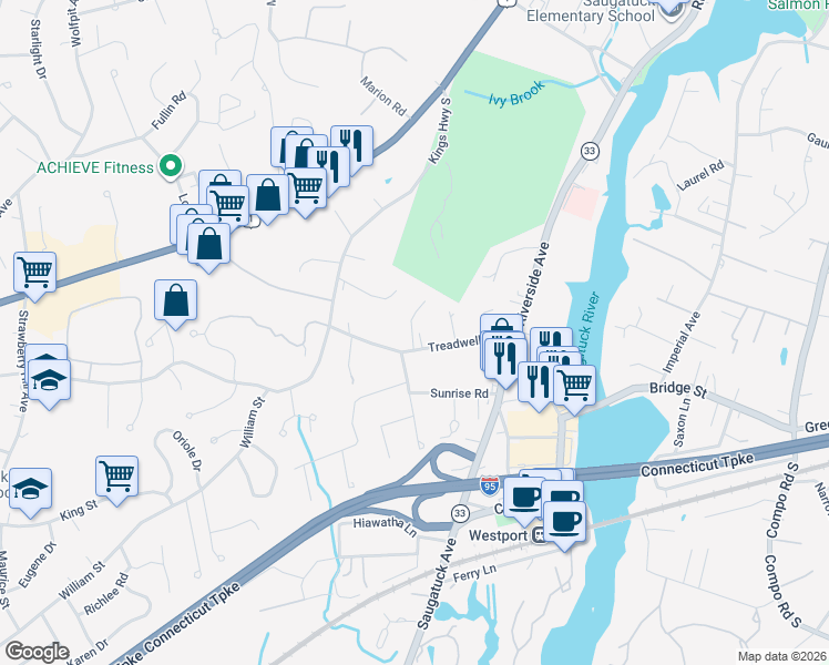 map of restaurants, bars, coffee shops, grocery stores, and more near 8 Echo Lane in Westport