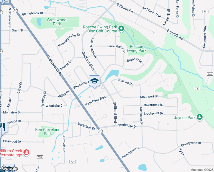 map of restaurants, bars, coffee shops, grocery stores, and more near 871 Concord Drive in Medina