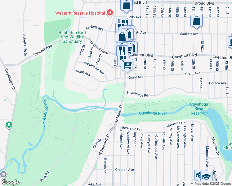 map of restaurants, bars, coffee shops, grocery stores, and more near 1500 State Road in Cuyahoga Falls