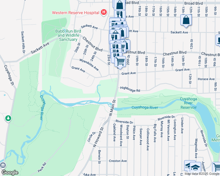 map of restaurants, bars, coffee shops, grocery stores, and more near 1500 State Road in Cuyahoga Falls