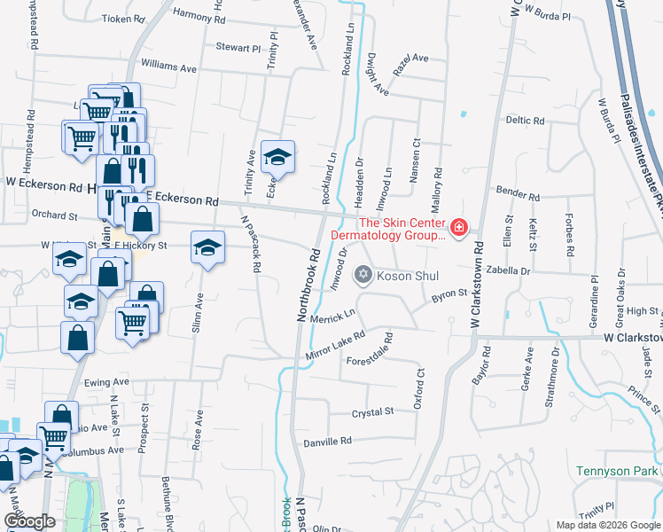 map of restaurants, bars, coffee shops, grocery stores, and more near 10 Northbrook Road in Spring Valley