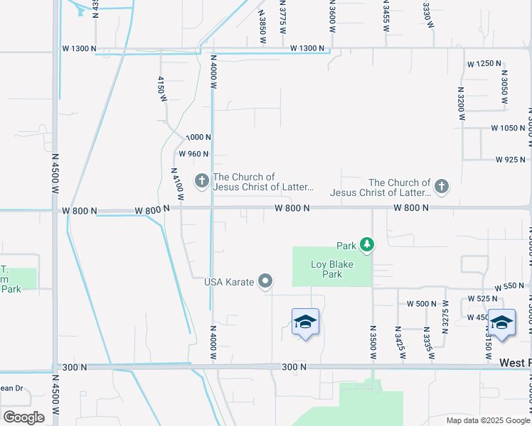map of restaurants, bars, coffee shops, grocery stores, and more near 3851 West 800 North in West Point