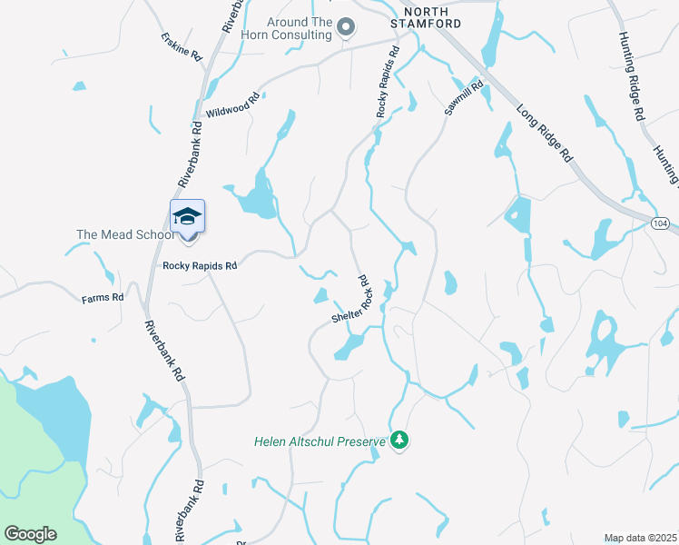 map of restaurants, bars, coffee shops, grocery stores, and more near 67 Shelter Rock Road in Stamford