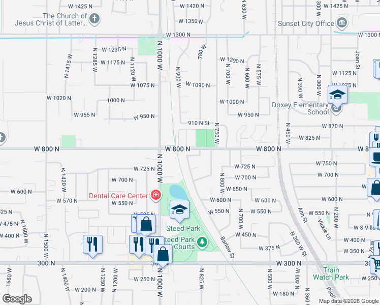 map of restaurants, bars, coffee shops, grocery stores, and more near 895 West 775 North in Clearfield