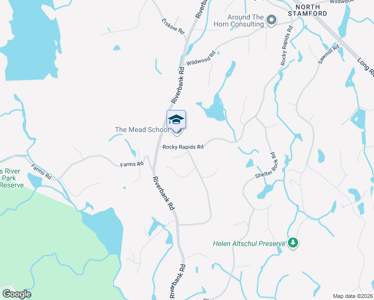 map of restaurants, bars, coffee shops, grocery stores, and more near 13 Ridgecrest Road in Stamford