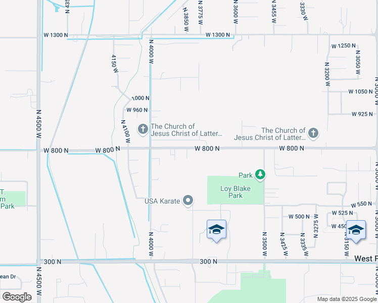 map of restaurants, bars, coffee shops, grocery stores, and more near 3851 West 800 North in West Point