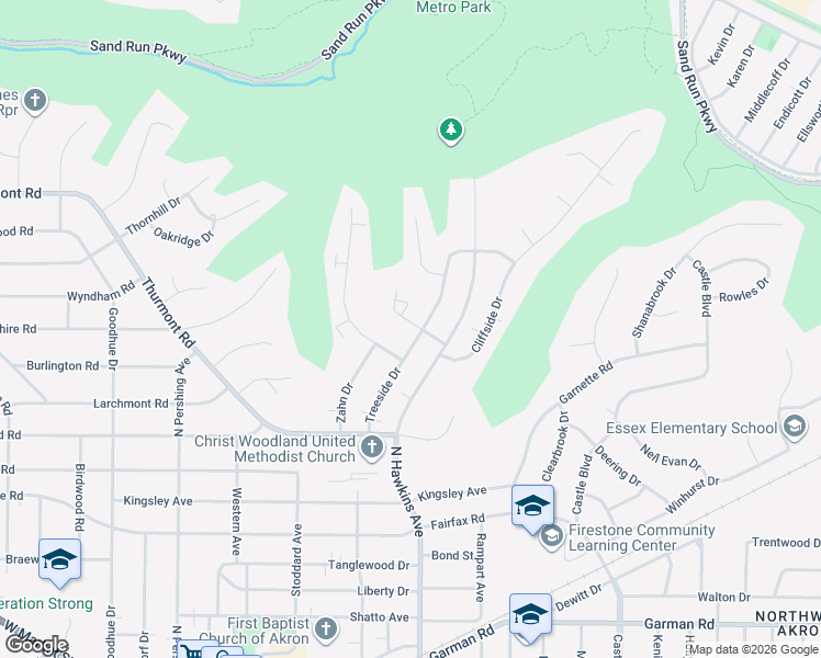 map of restaurants, bars, coffee shops, grocery stores, and more near 1688 Dominion Drive in Akron
