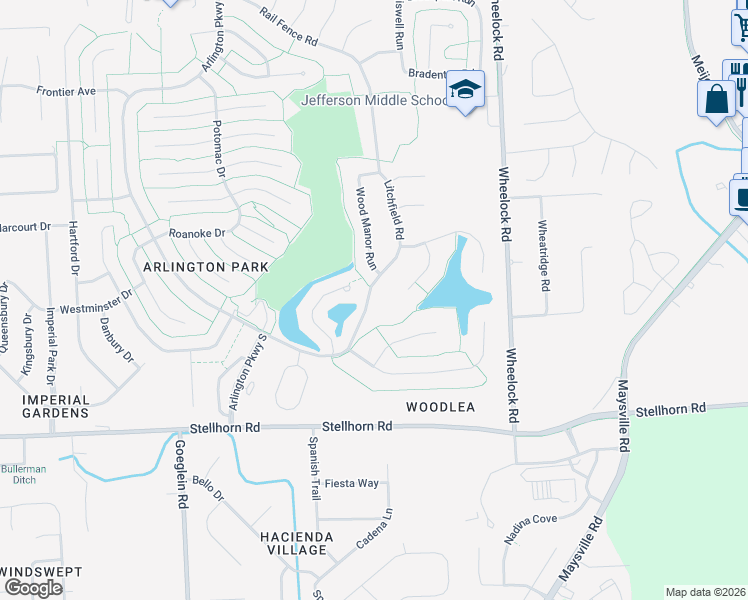 map of restaurants, bars, coffee shops, grocery stores, and more near 4912 Litchfield Road in Fort Wayne
