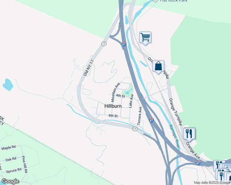 map of restaurants, bars, coffee shops, grocery stores, and more near 42 4th Street in Stony Point