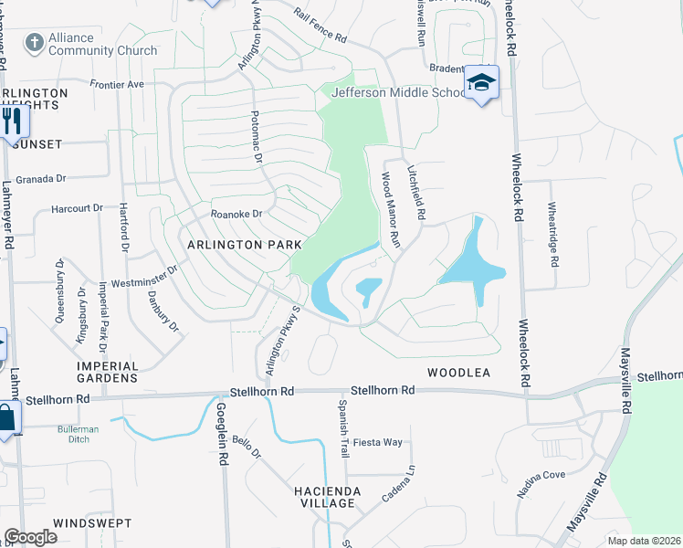 map of restaurants, bars, coffee shops, grocery stores, and more near 4725 Crystal Ridge Cove in Fort Wayne