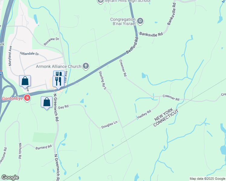 map of restaurants, bars, coffee shops, grocery stores, and more near 10 Sterling Road North in Armonk