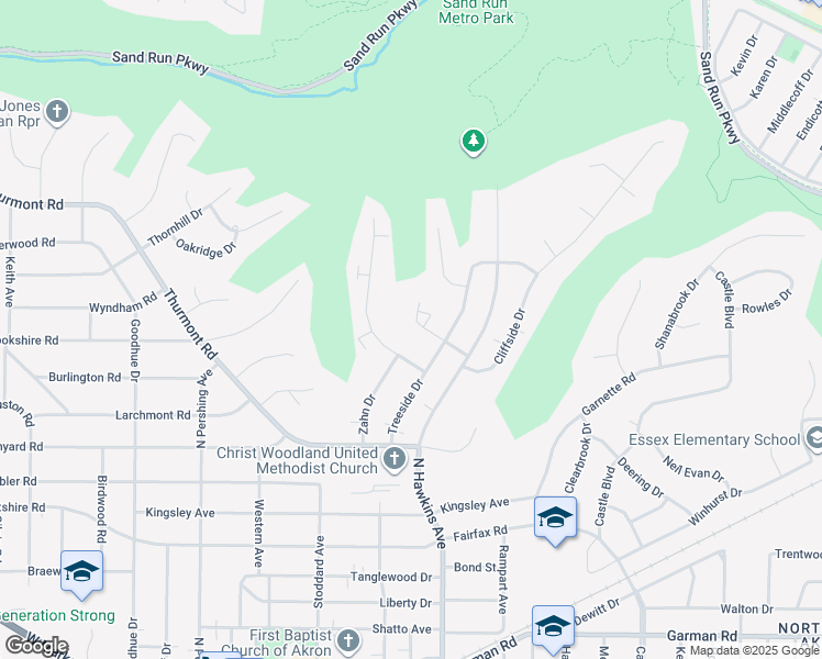 map of restaurants, bars, coffee shops, grocery stores, and more near 1688 Dominion Drive in Akron