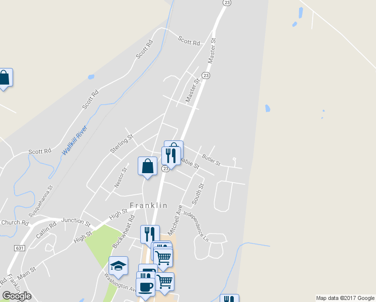 map of restaurants, bars, coffee shops, grocery stores, and more near 30 Butler Street in Franklin