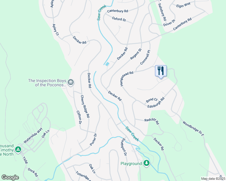 map of restaurants, bars, coffee shops, grocery stores, and more near 1231 Saw Creek Estate in Bushkill