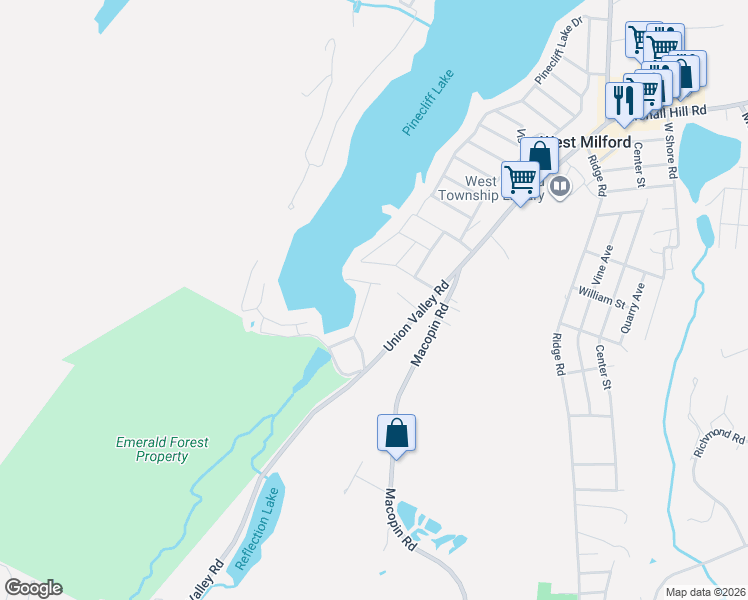 map of restaurants, bars, coffee shops, grocery stores, and more near 32 Compass Avenue in West Milford