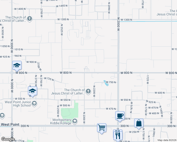 map of restaurants, bars, coffee shops, grocery stores, and more near 2252 West 800 North in Clinton
