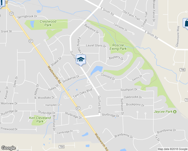 map of restaurants, bars, coffee shops, grocery stores, and more near 871 Concord Drive in Medina