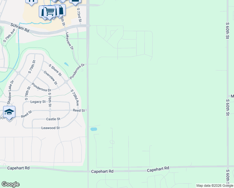map of restaurants, bars, coffee shops, grocery stores, and more near 12501 South 72nd Street in Papillion